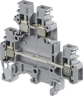 Клемма винтовая M4/6.D2 4мм², 4-х проводная, 2-х уровневая, 2 цепи, серая Entrelec