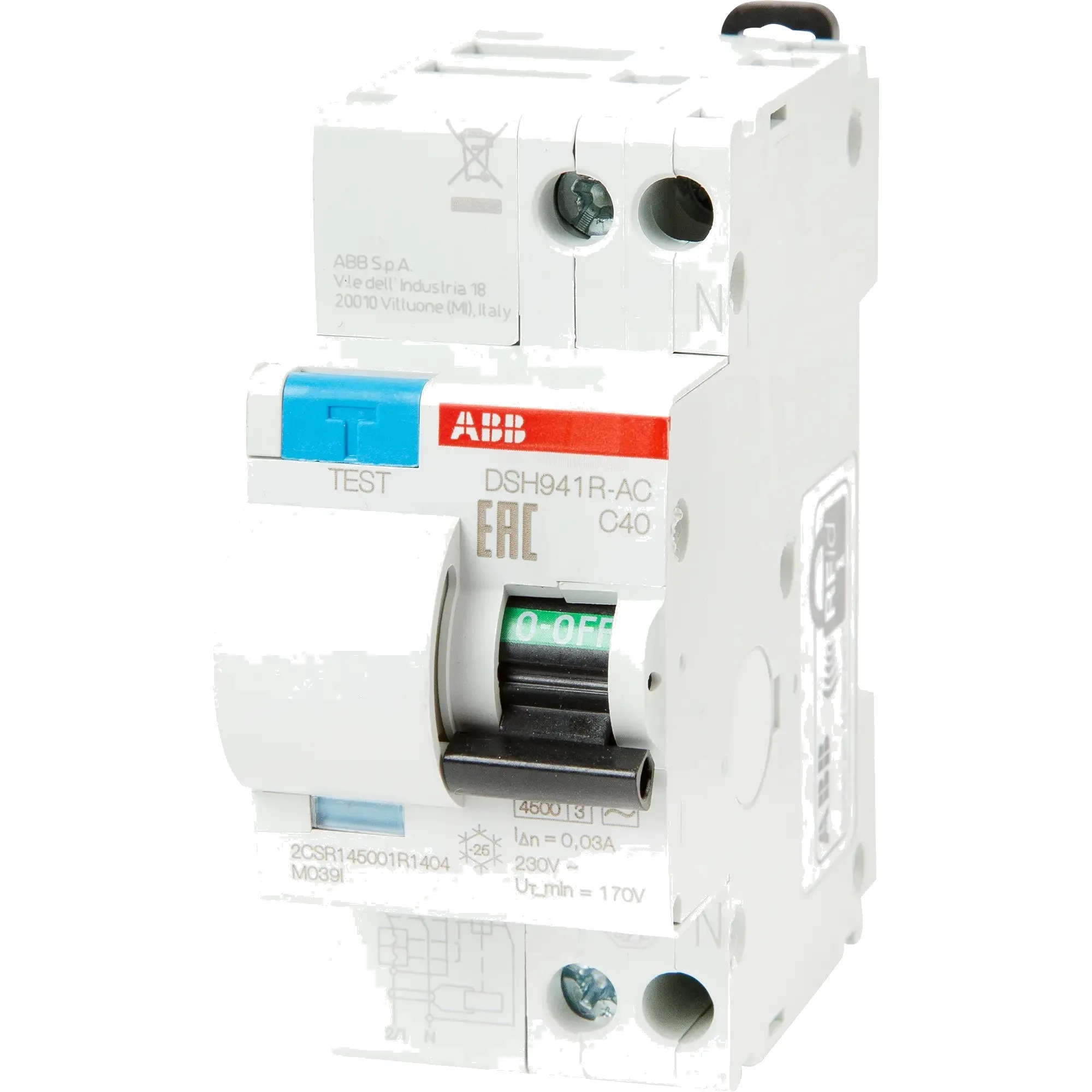 Дифавтомат ABB DS941 1P+N 40А ( C ) 4.5 кА, 30 мА ( AC ), DS941 АС-C40//0.03 (30mA)