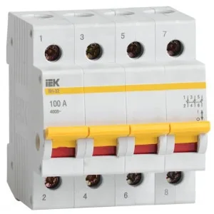 Выключатель нагрузки (мини-рубильник) IEK ВН-32 4Р 100А