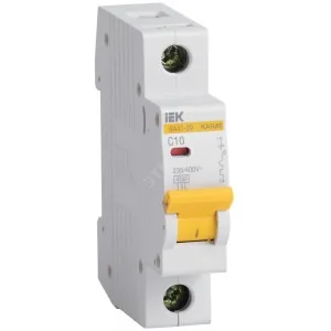 Автоматический выключатель 1-полюсный, 10А, 4,5kA (хар-ка C) ВА47-29 IEK