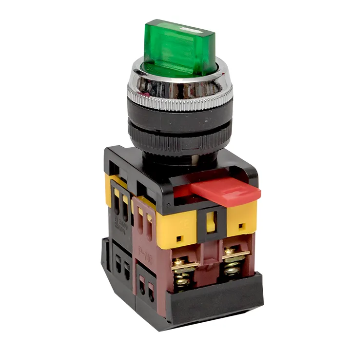 Переключатель ANLC-22 2P зеленый с подсветкой 220В NO+NC