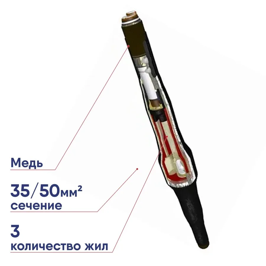 10СТп (ТК)-3х(35-50) Муфта кабельная соединительная с соединителями болтовыми Нева-Транс Комплект
