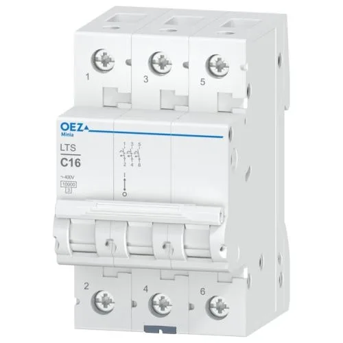 LTS-16C-3 Автоматический выключатель In 16 A, Ue AC 230/400 V / DC 180 V, C, 3-полюс, Icn 10 kA OEZ