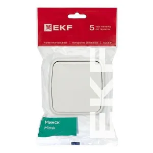 EKF Выключатель Минск 1-клавишный ОП 10А белый Basic