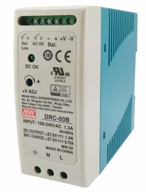 Mean Well Блок питания AC-DC с функцией UPS, 60Вт, вход 90…264В АС/127…370В DC