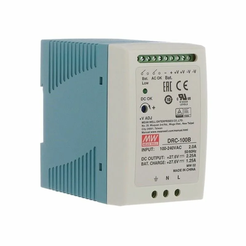 MW AC-DC с функцией UPS, 100Вт, вход 90…264В АС/127…370В DC, выход 1: 27.6В/0…3.5 (2.25 ном.) А
