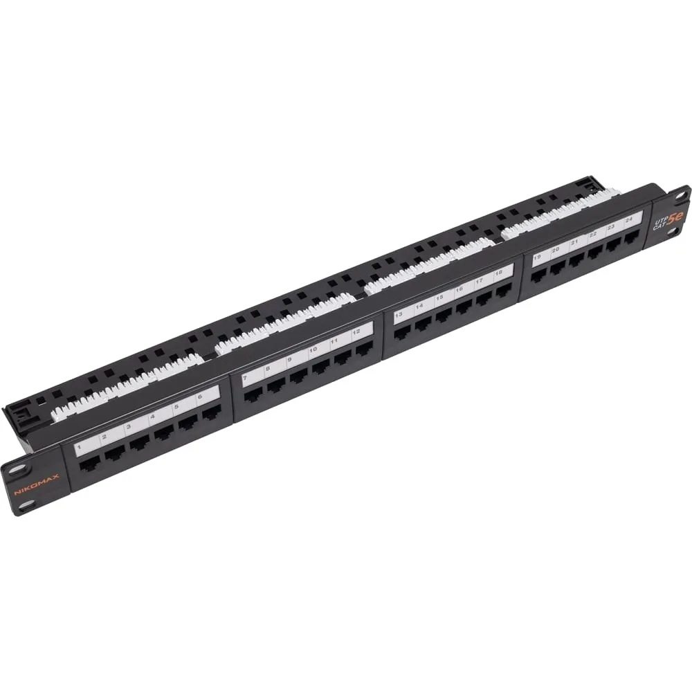 Патч-панель 19", Nikomax -24 порта NMC-RP24UD2-1U-BK