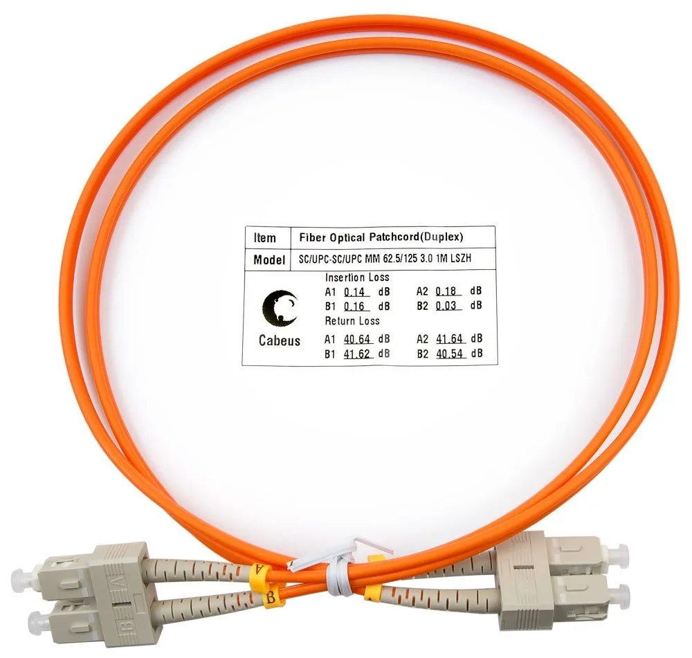 Cabeus FOP-62-SC-SC-1m Шнур оптический Scfups-SC/UPC 62.5/125m 1м LSZH