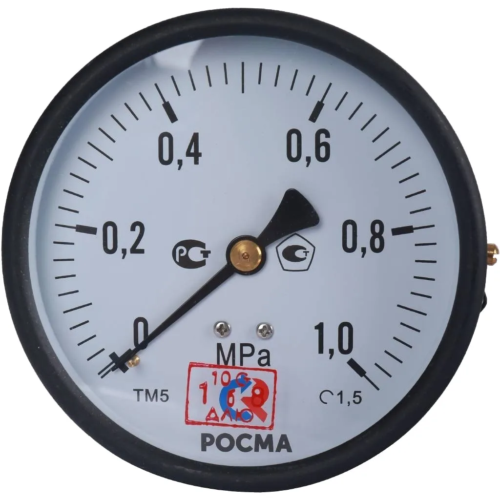 РОСМА Манометр осевой (сзади) ТМ-510Т.00, 100 мм, G1/2 0-1,6МРа, кл.1,6, корпус-сталь, механизм-латунь