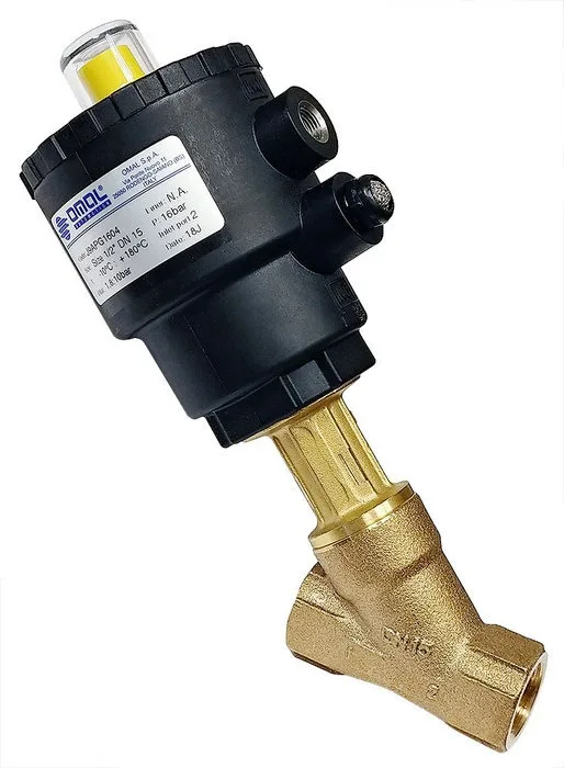 OMAL Клапан седельный, G1 1/2, ДУ 40, P11bar, -10C +180C, Inlet port 1/2 Pilot 4;8, бронзовый, 2/2 НЗ