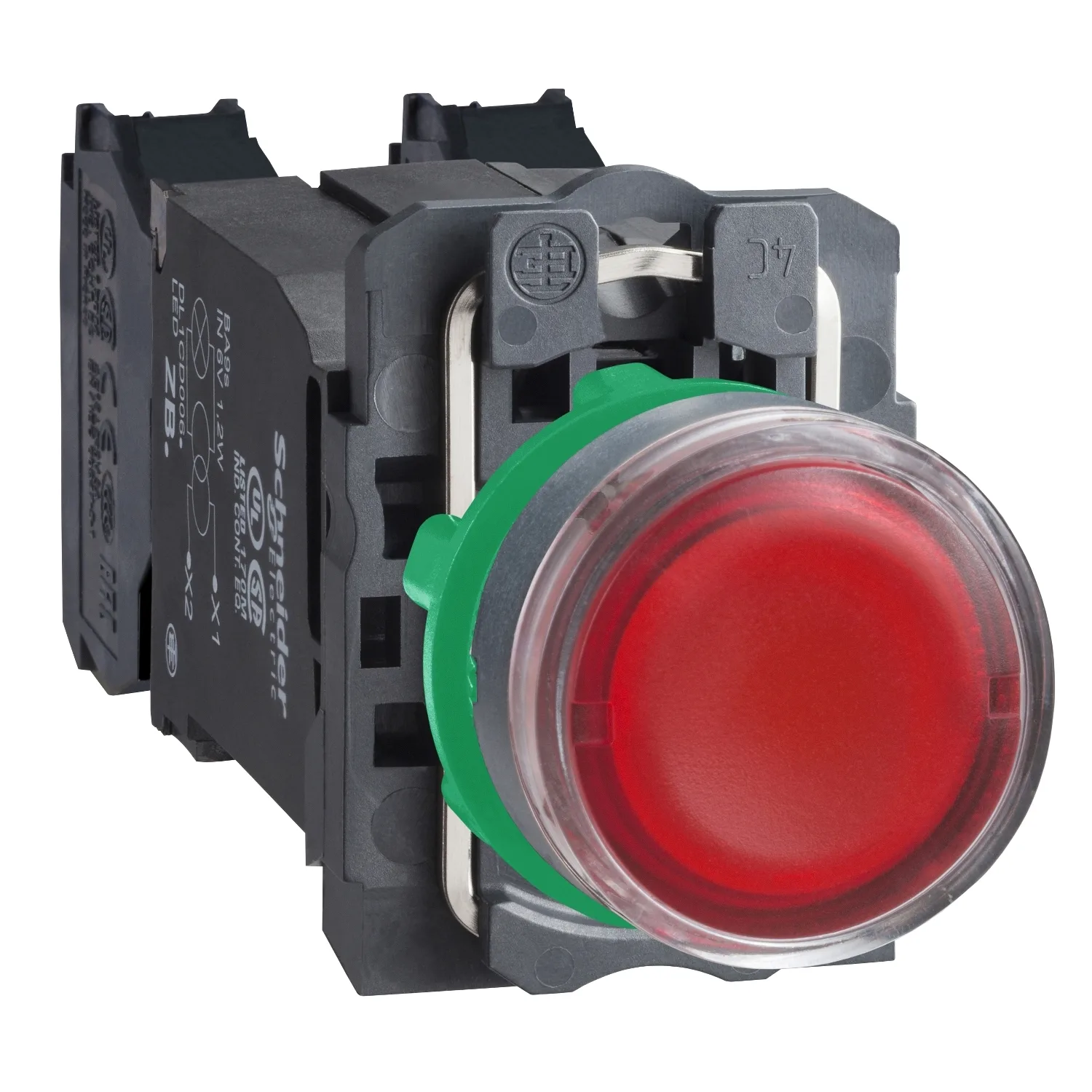 Кнопка Dуст. 22мм, 1НО+1НЗ, с подсветкой, лампа с цоколем BA9s 110…120V AC, красный
